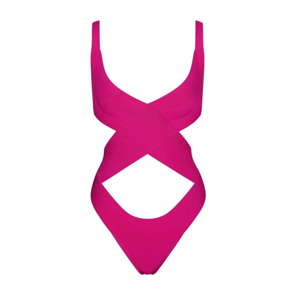 SKIMS Knit Beachwear Monokini in Magenta Size 4X 🏖️ 💕